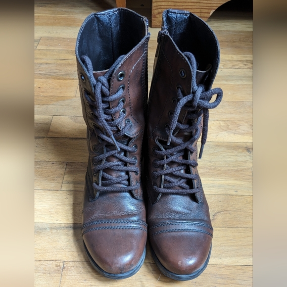 Steve Madden Troopa Brown Leather combat boot - Picture 3 of 10